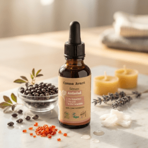 Sérum Antiedad Comme Avant con 1% Bakuchiol, 1% Q10 y 0,5% Ceramida en frasco de vidrio con gotero