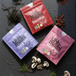Pack de sazonadores veganos Uhh-mami: variedades Beef’ish, Ocean’ish y Bacon’ish orgánicos