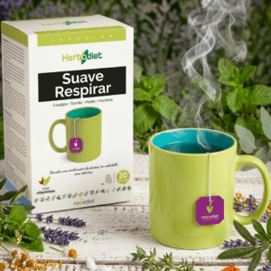 infusión Herbodiet Suave Respirar de Novadiet con eucalipto, tomillo y menta.