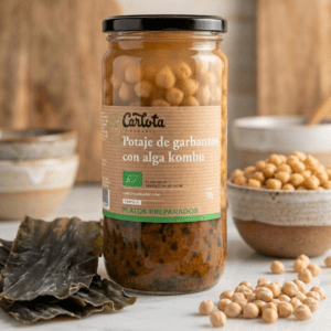 Potaje de Garbanzos con Alga Kombu de la marca Carlota Organic, 720g.